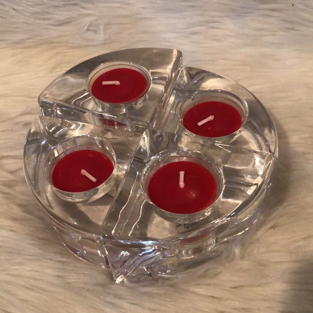 Shannon Crystal 4 Piece Pie Sectioned Candle Holders